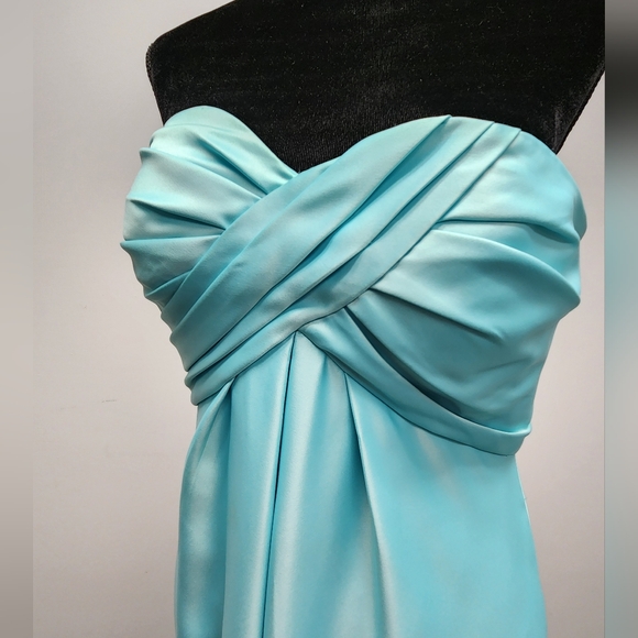 Bill Levkoff Satin Gown in Color Glacier - Picture 7 of 8